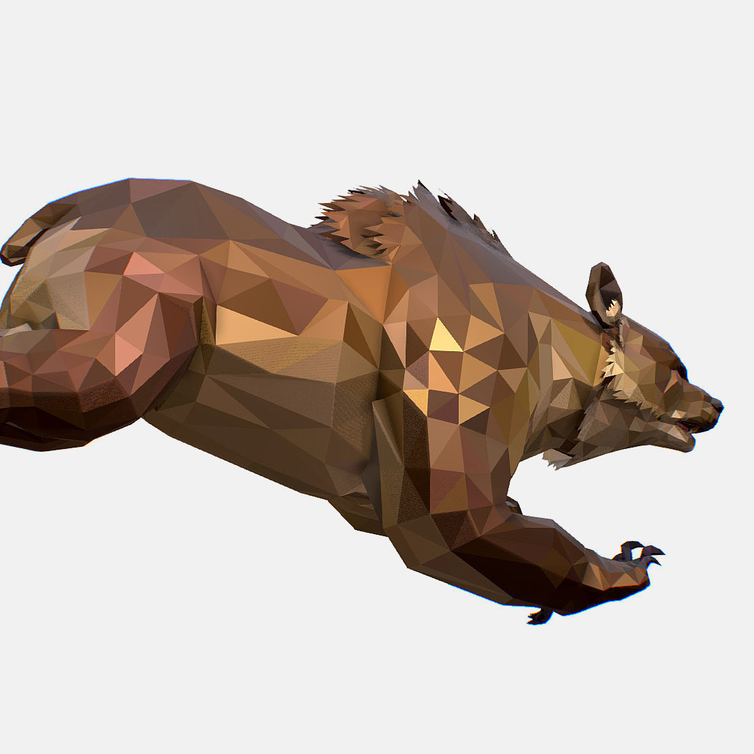 Animated Low Poly Art Brown Bear Low-poly 3D model_2