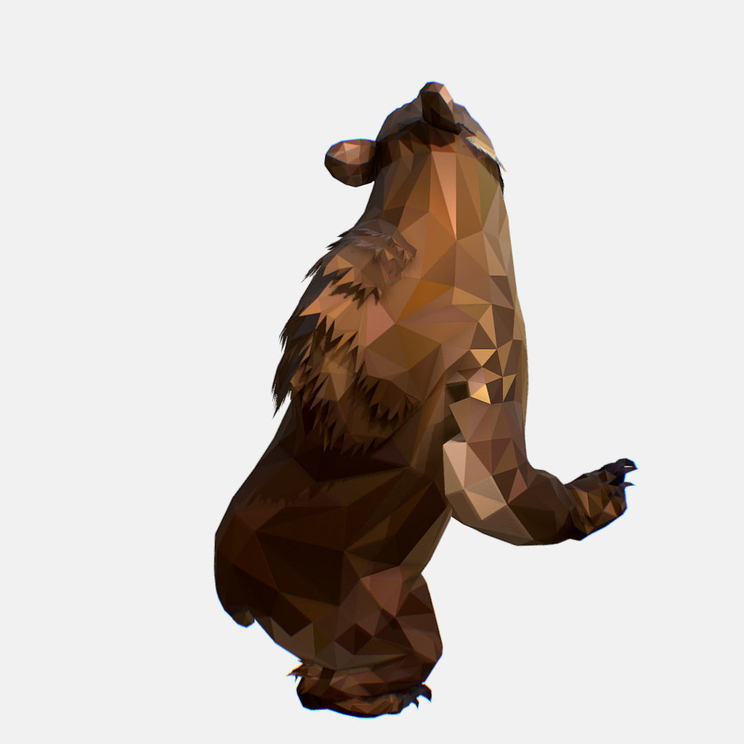 Animated Low Poly Art Brown Bear Low-poly 3D model_60