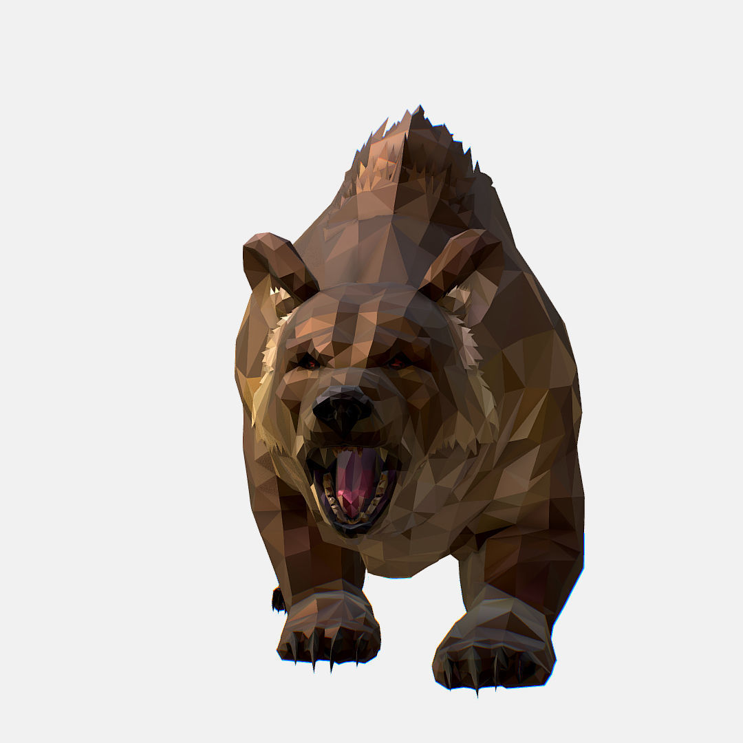 Animated Low Poly Art Brown Bear Low-poly 3D model_66