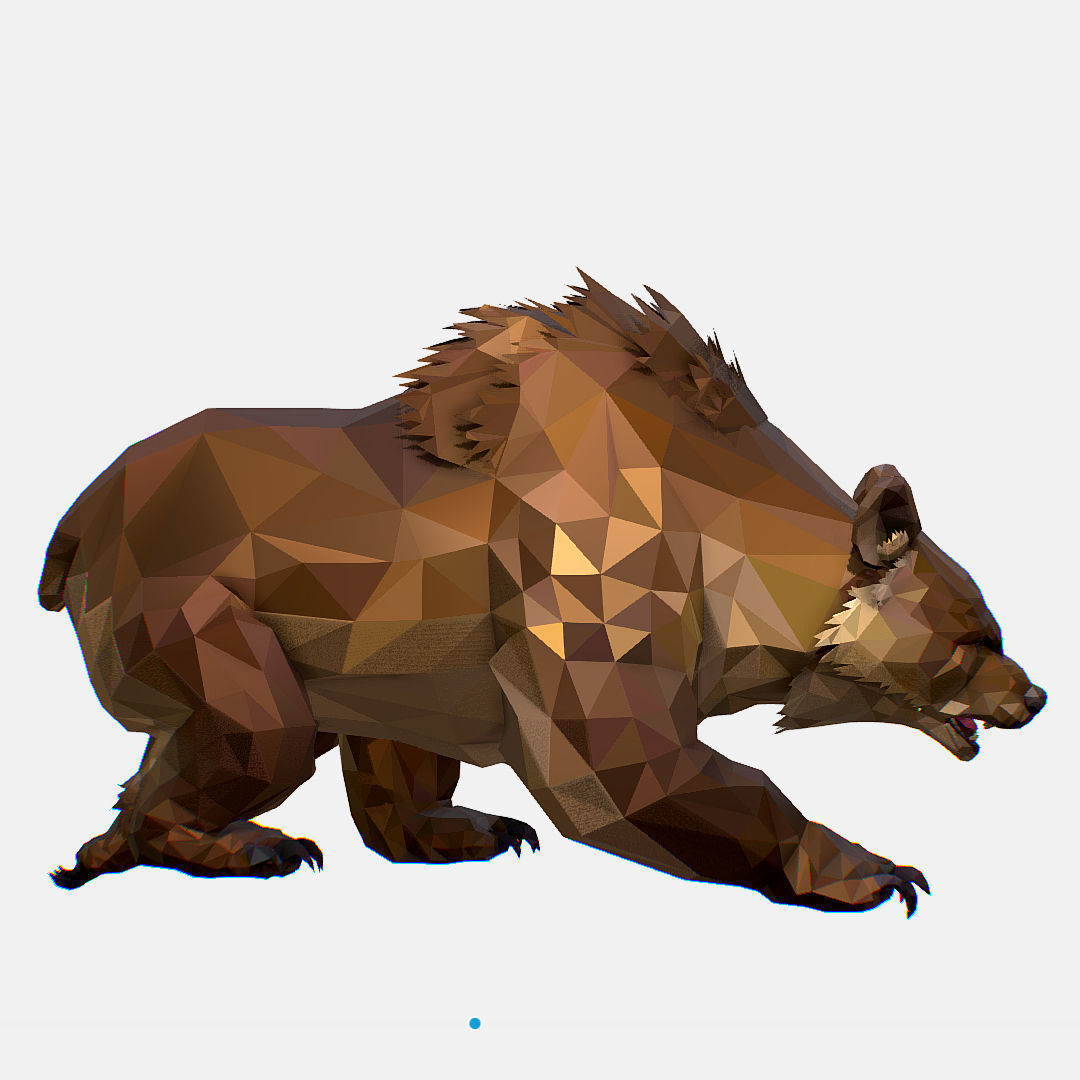 Animated Low Poly Art Brown Bear Low-poly 3D model_33