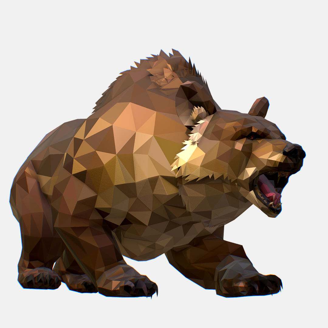 Animated Low Poly Art Brown Bear Low-poly 3D model_61