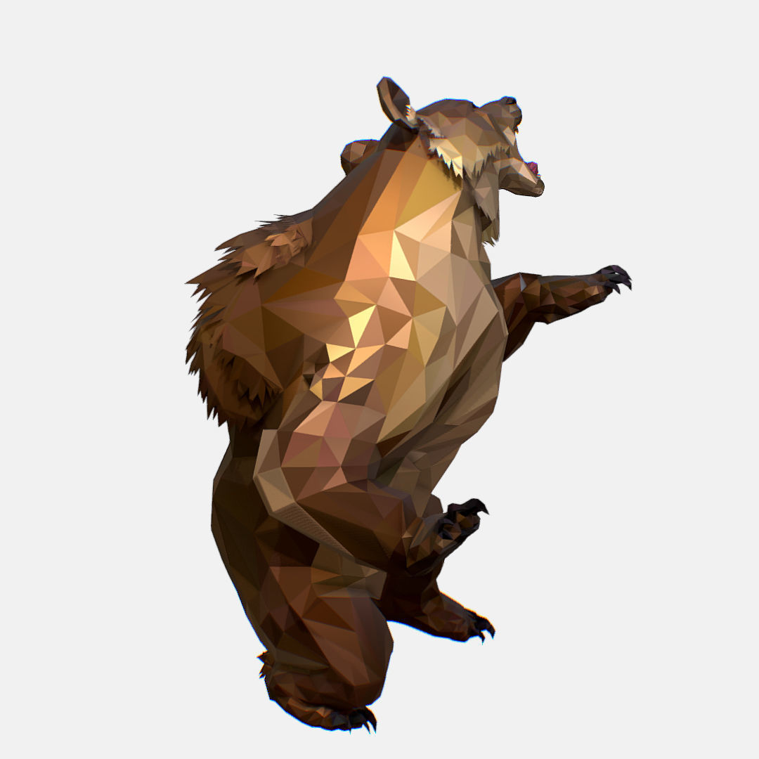 Animated Low Poly Art Brown Bear Low-poly 3D model_59