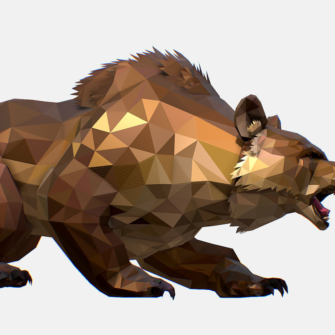 Animated Low Poly Art Brown Bear Low-poly 3D model_22