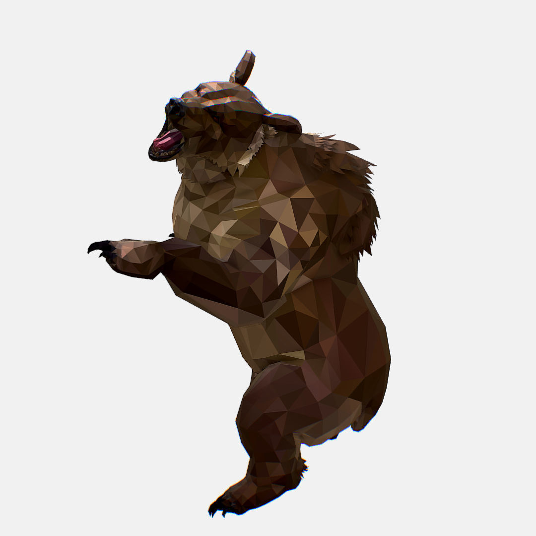 Animated Low Poly Art Brown Bear Low-poly 3D model_57