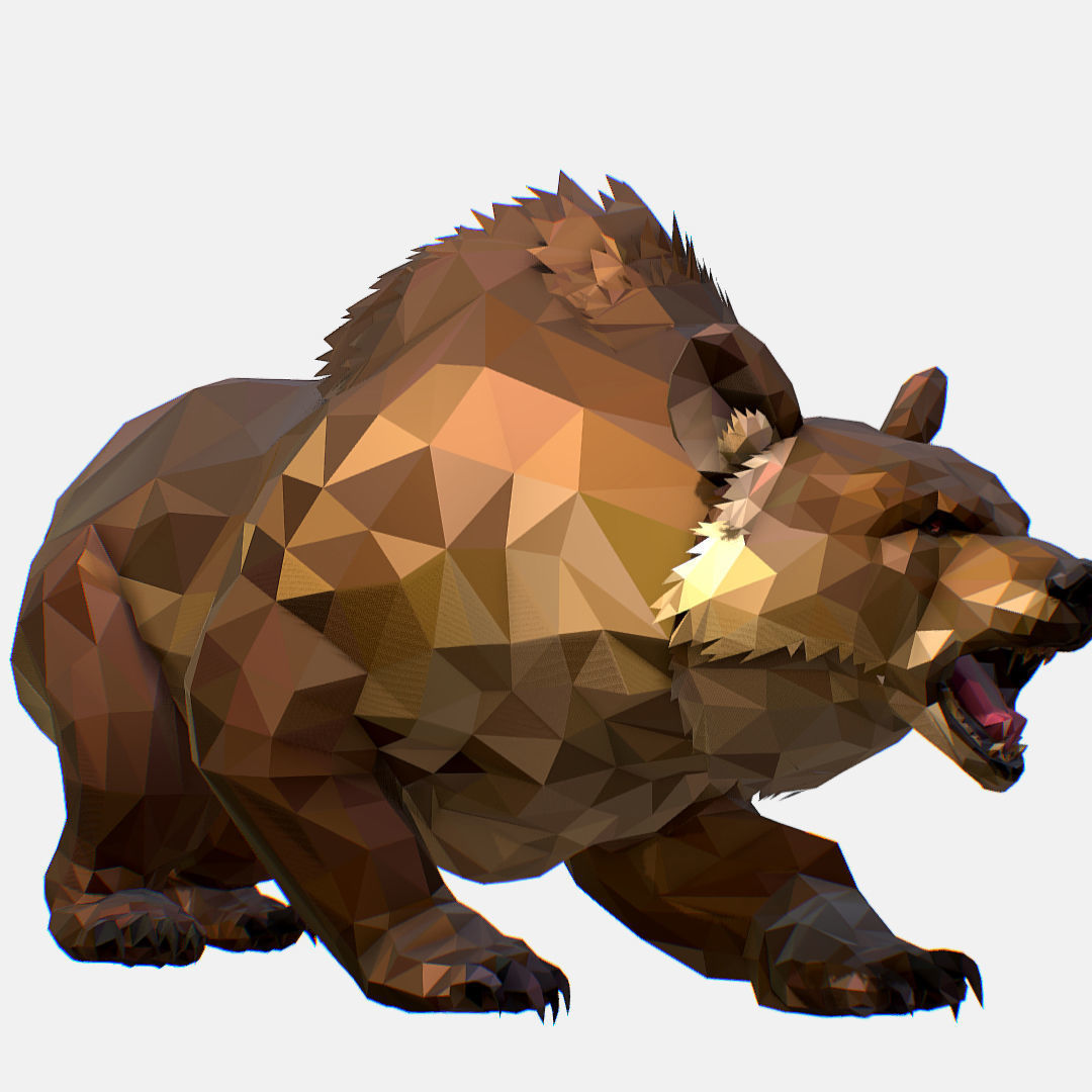 Animated Low Poly Art Brown Bear Low-poly 3D model_62