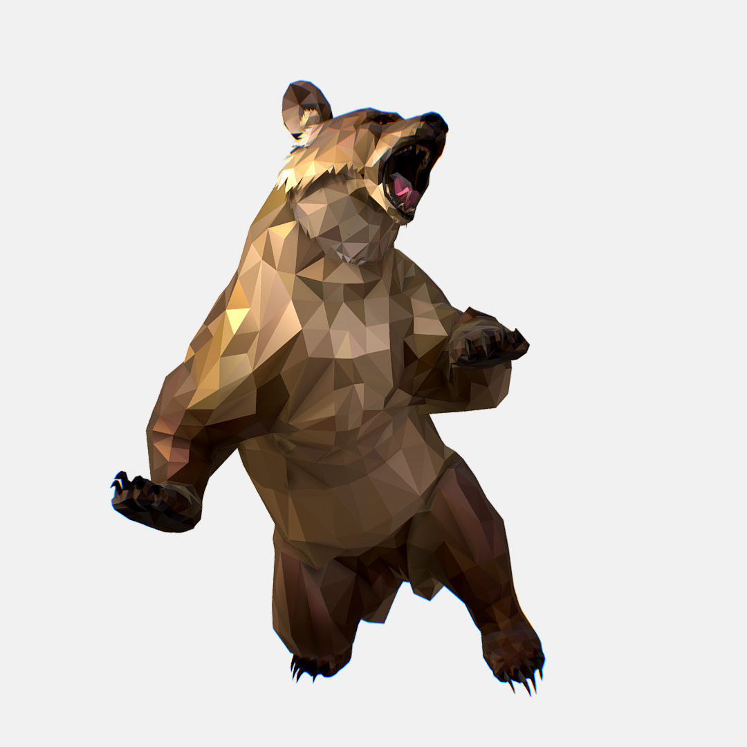 Animated Low Poly Art Brown Bear Low-poly 3D model_55