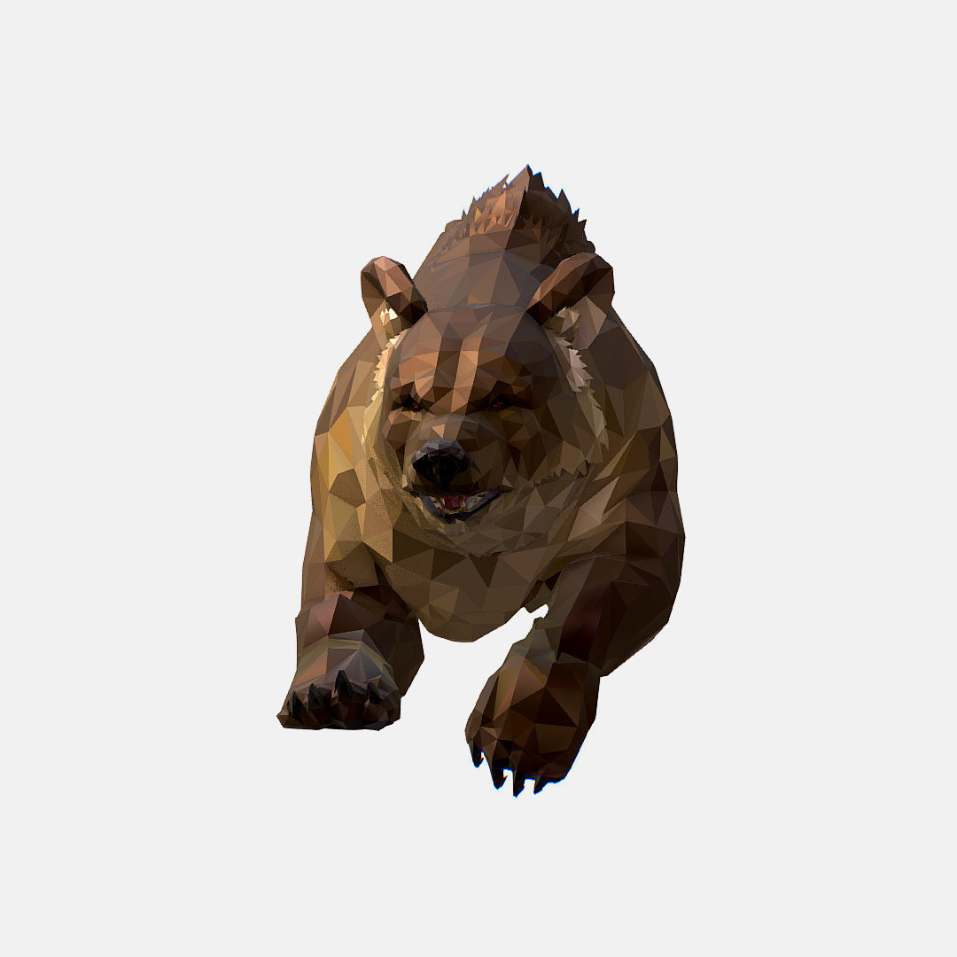 Animated Low Poly Art Brown Bear Low-poly 3D model_14