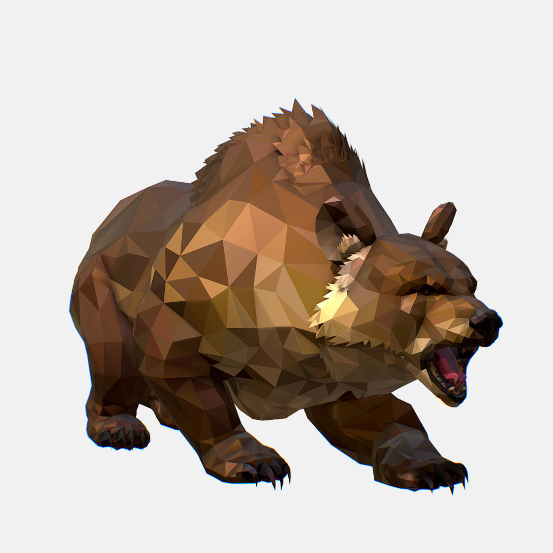 Animated Low Poly Art Brown Bear Low-poly 3D model_20