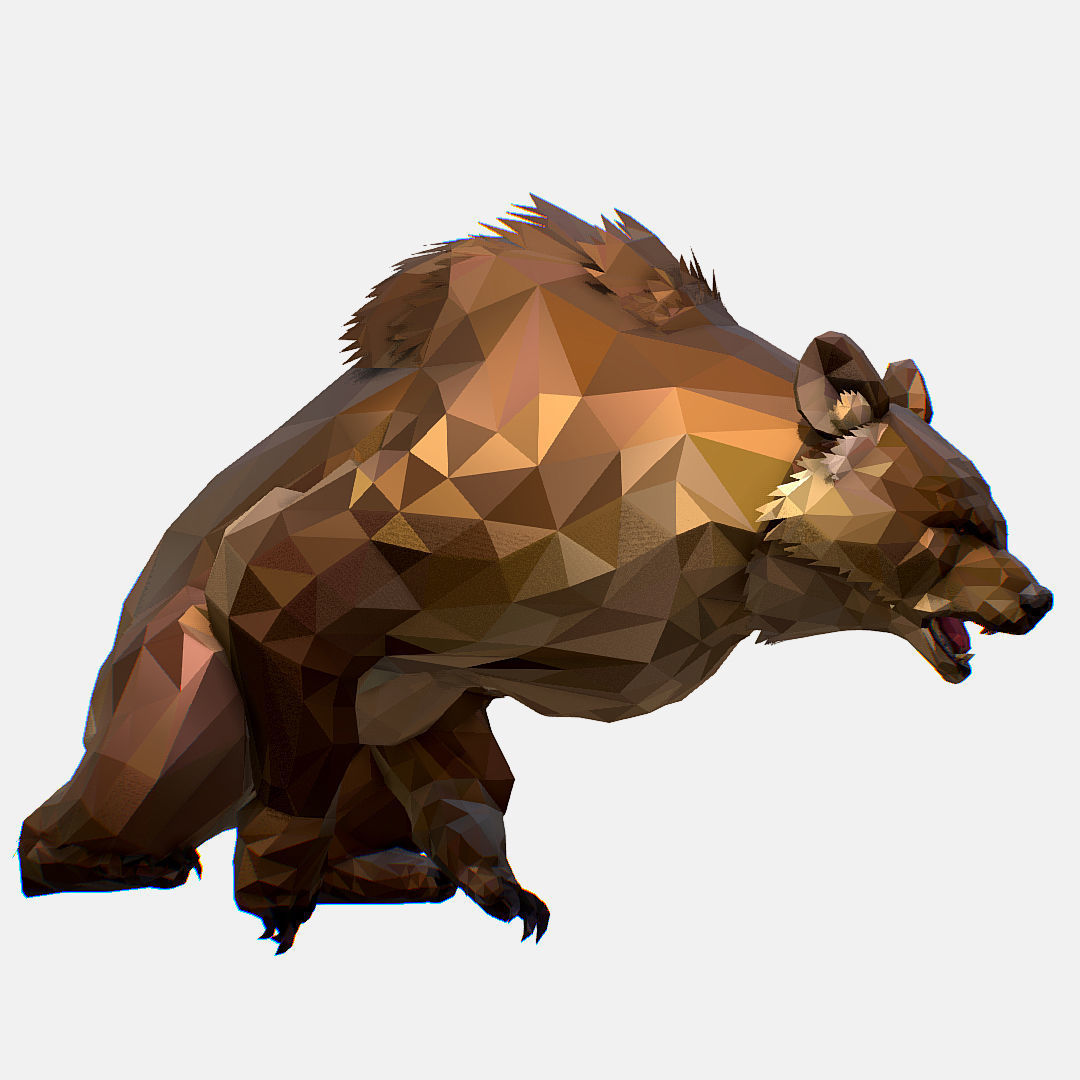 Animated Low Poly Art Brown Bear Low-poly 3D model_17