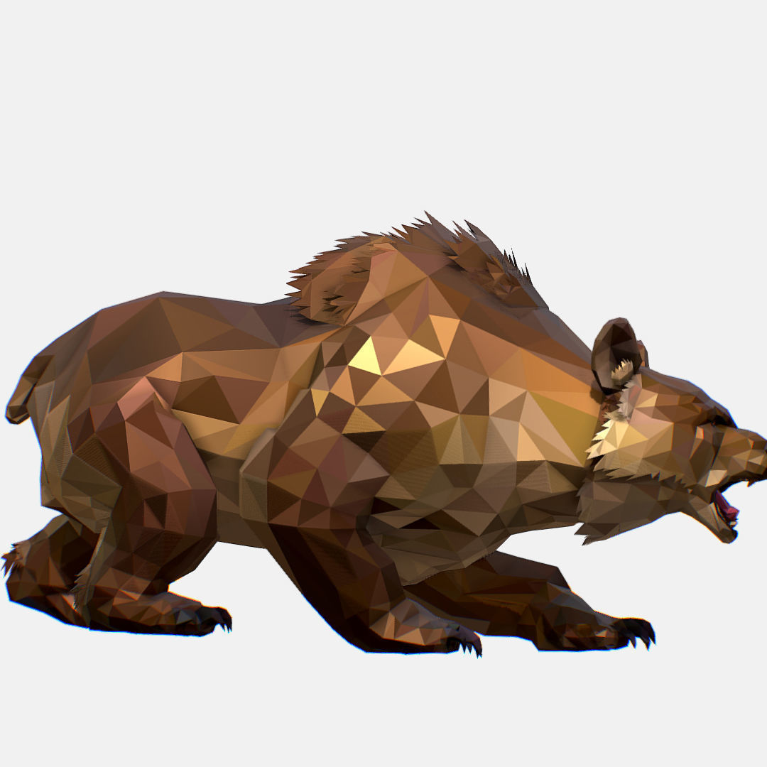 Animated Low Poly Art Brown Bear Low-poly 3D model_18
