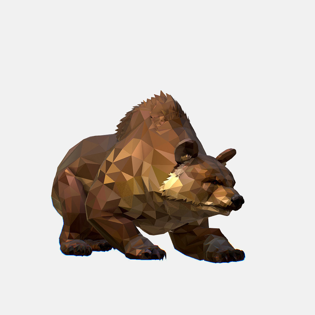Animated Low Poly Art Brown Bear Low-poly 3D model_44