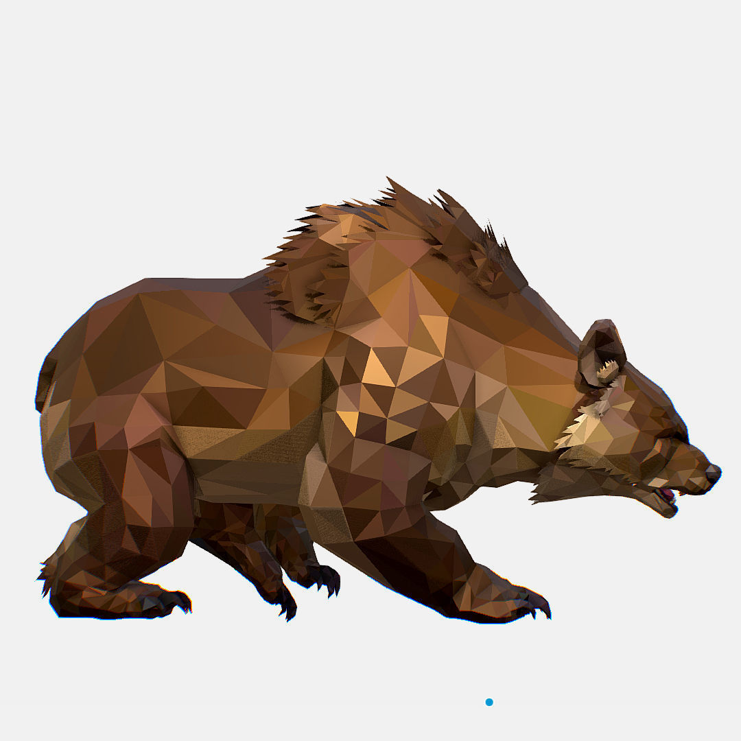 Animated Low Poly Art Brown Bear Low-poly 3D model_39