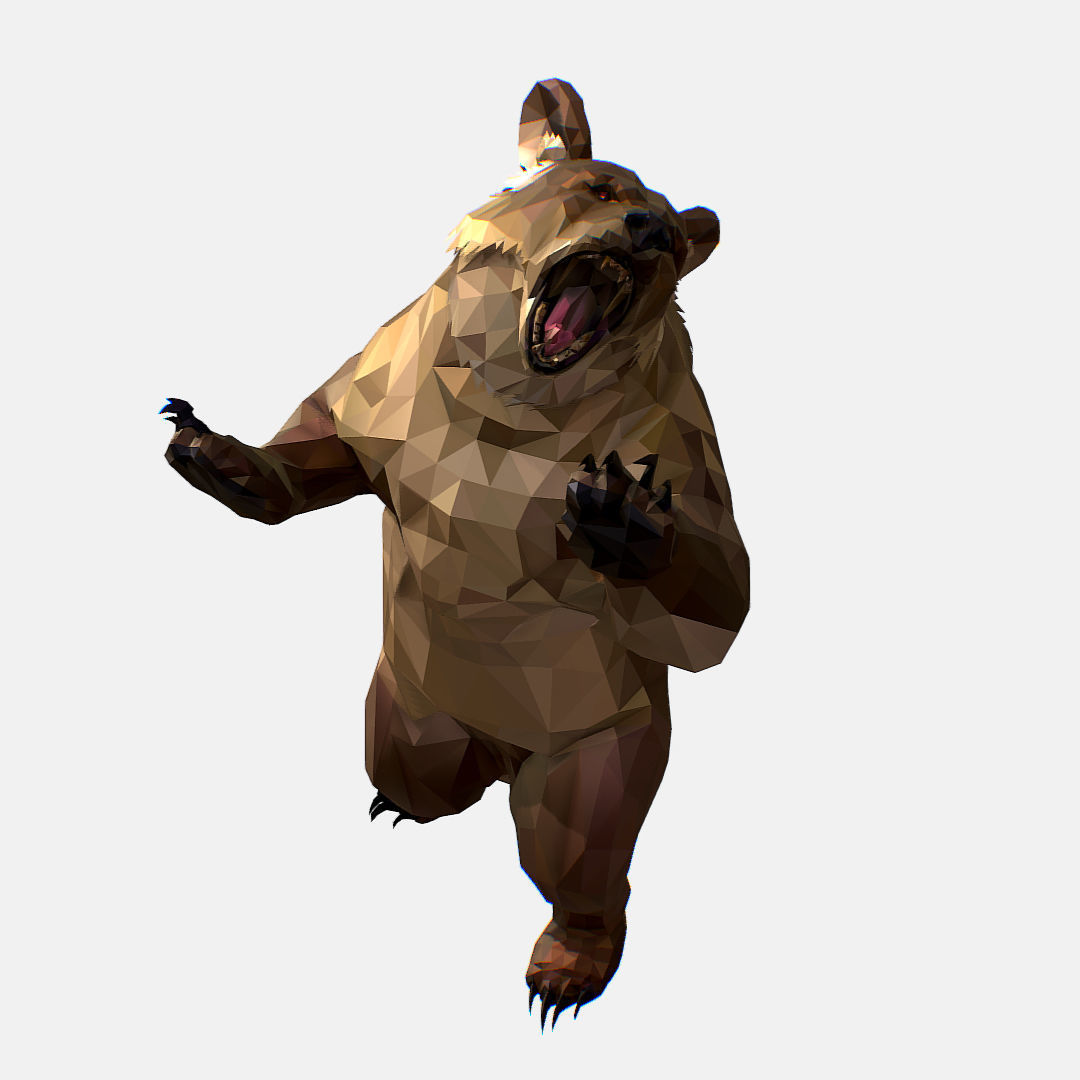 Animated Low Poly Art Brown Bear Low-poly 3D model_50