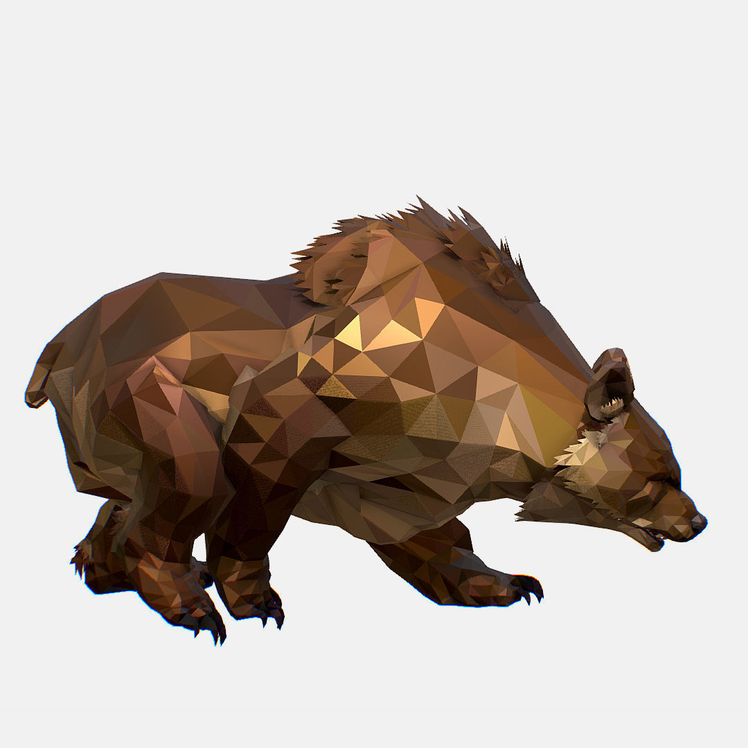Animated Low Poly Art Brown Bear Low-poly 3D model_35