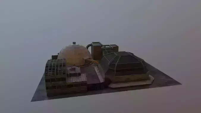 Hydrogen Power Plant Low-poly 3D model