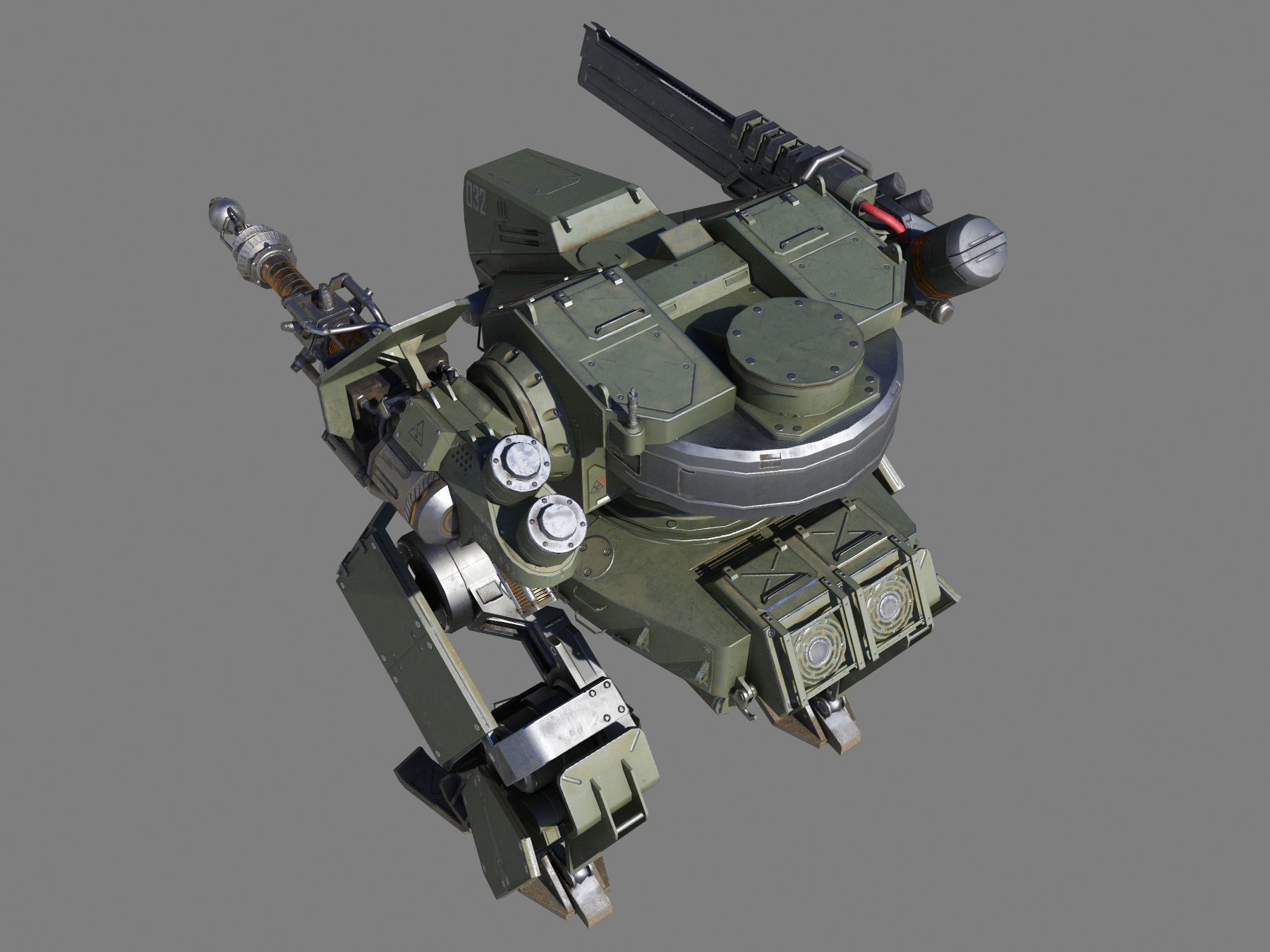 Mech Tank LP  animated Low-poly 3D model_4