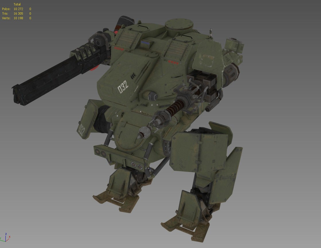 Mech Tank LP  animated Low-poly 3D model_10