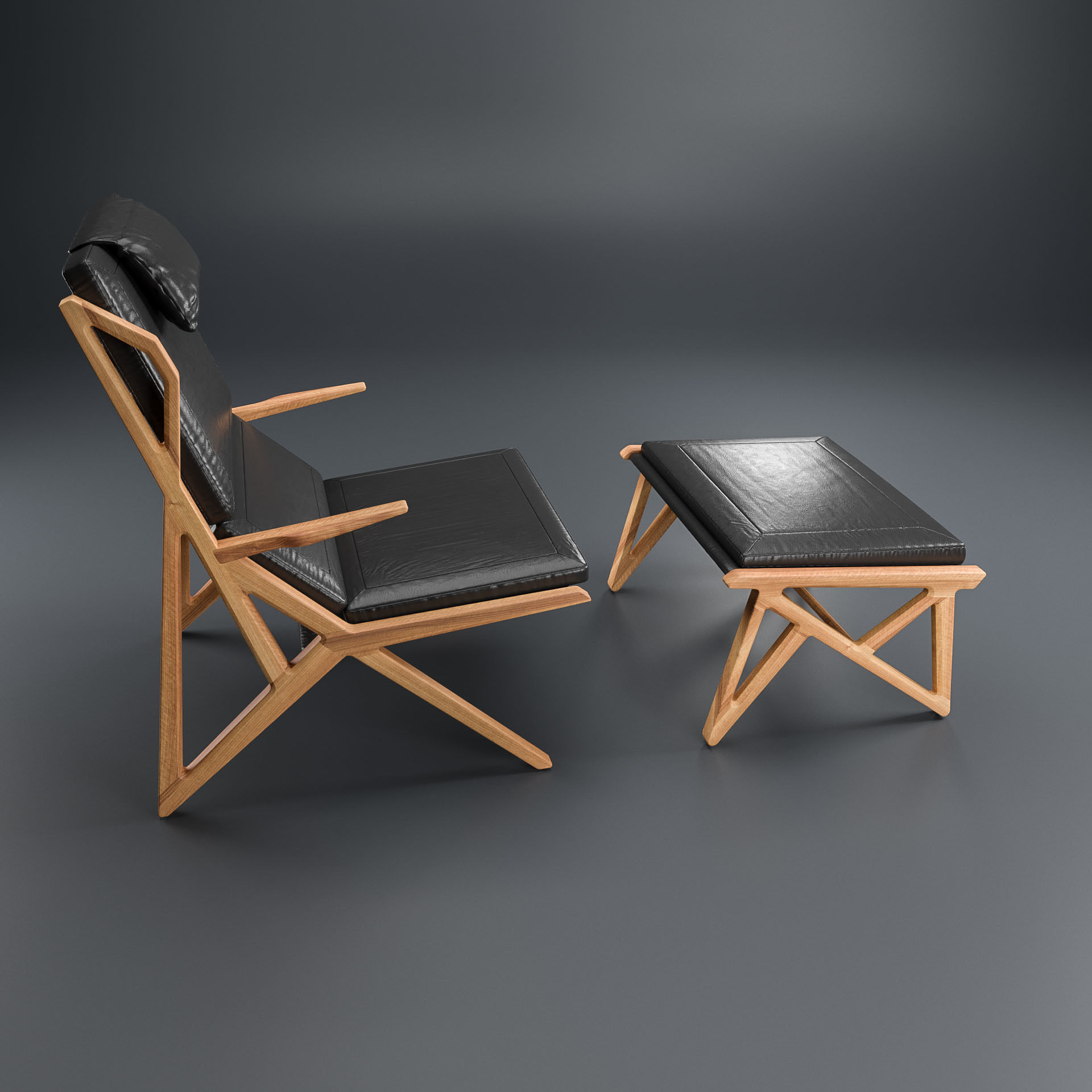 Hookl und Stool Triangle armchair 3D model_3