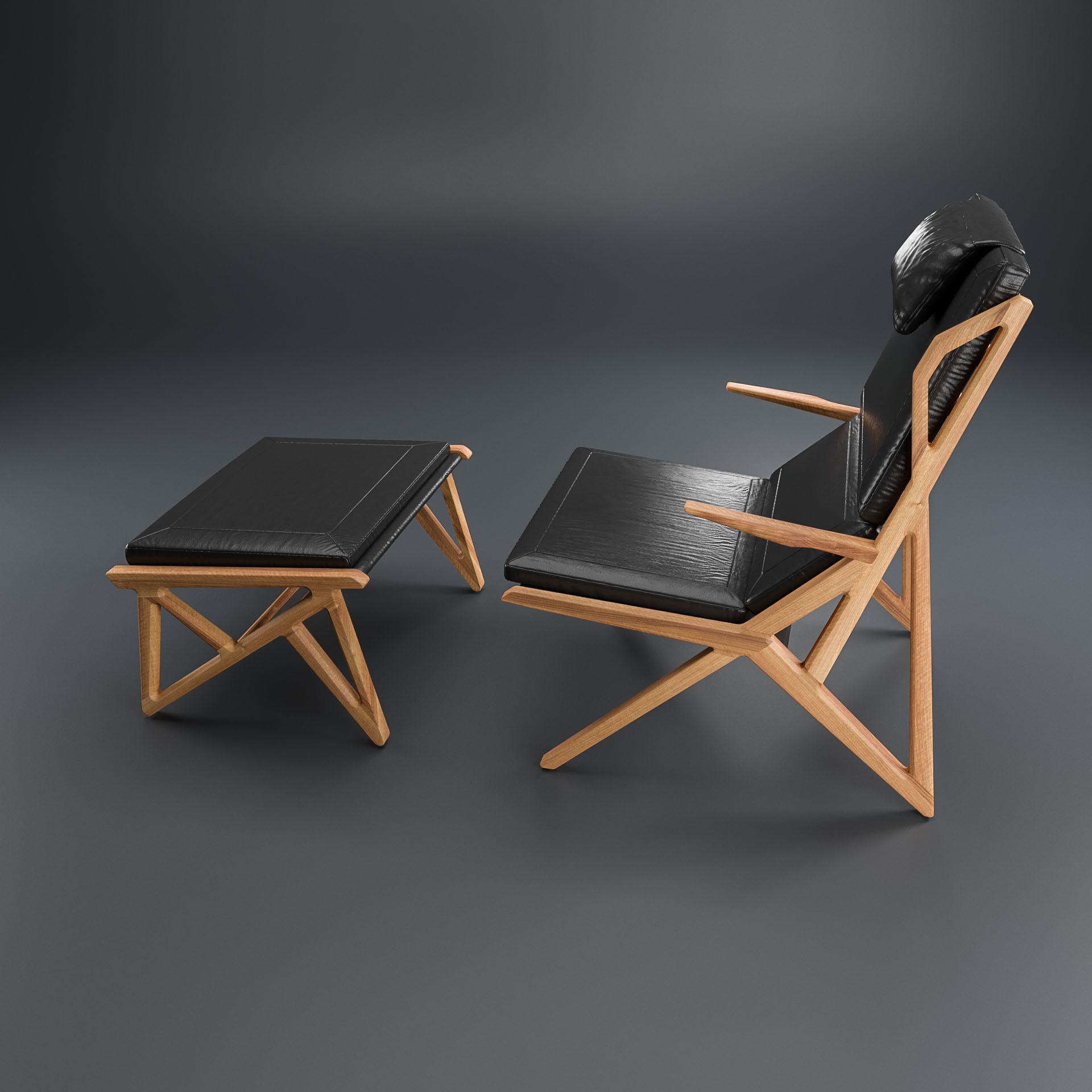Hookl und Stool Triangle armchair 3D model_5