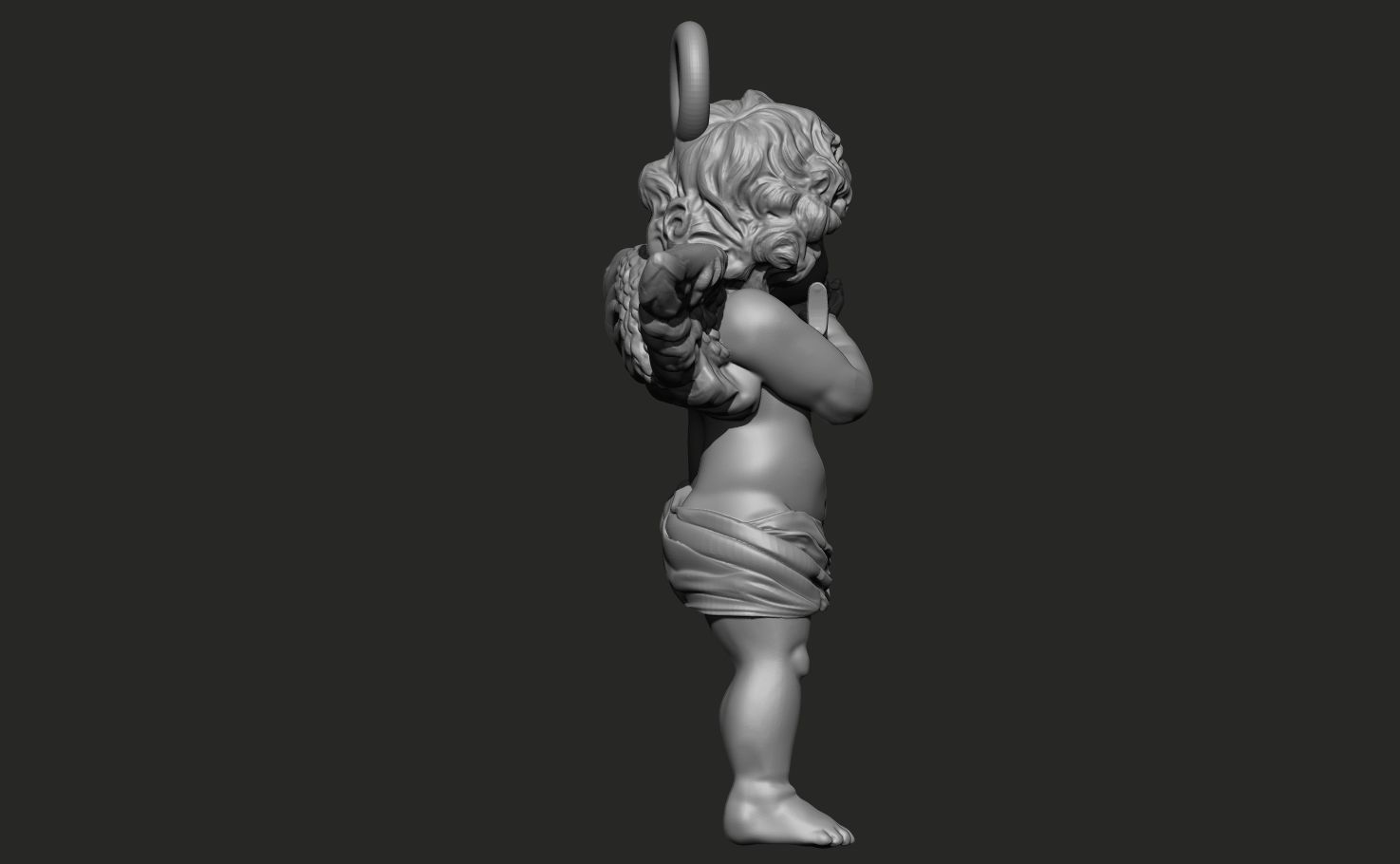 Angel baby with AK47 pendant 3D print model_6