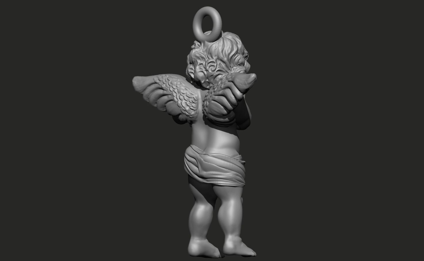 Angel baby with AK47 pendant 3D print model_5