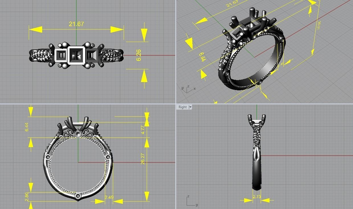 Engagement ring 3D print model_8