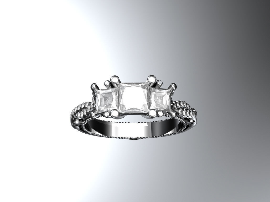 Engagement ring 3D print model_2