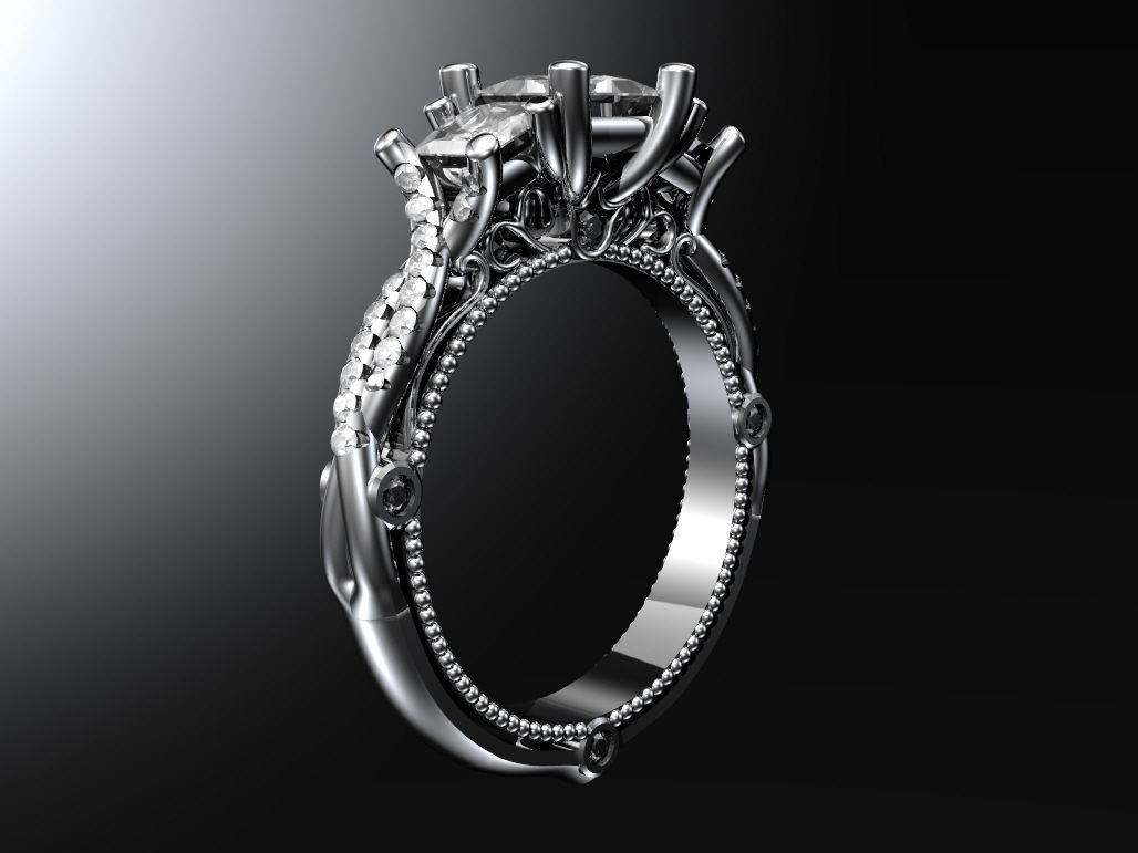 Engagement ring 3D print model_1