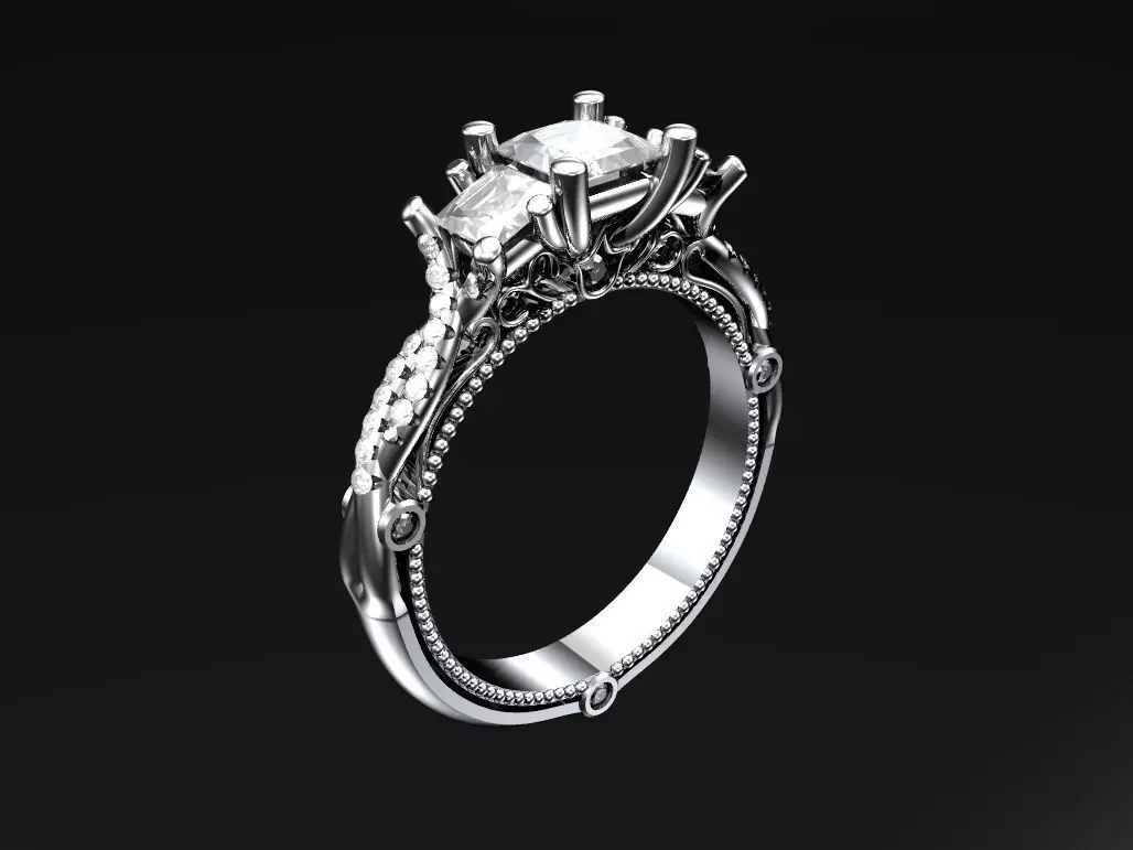 Engagement ring 3D print model_0