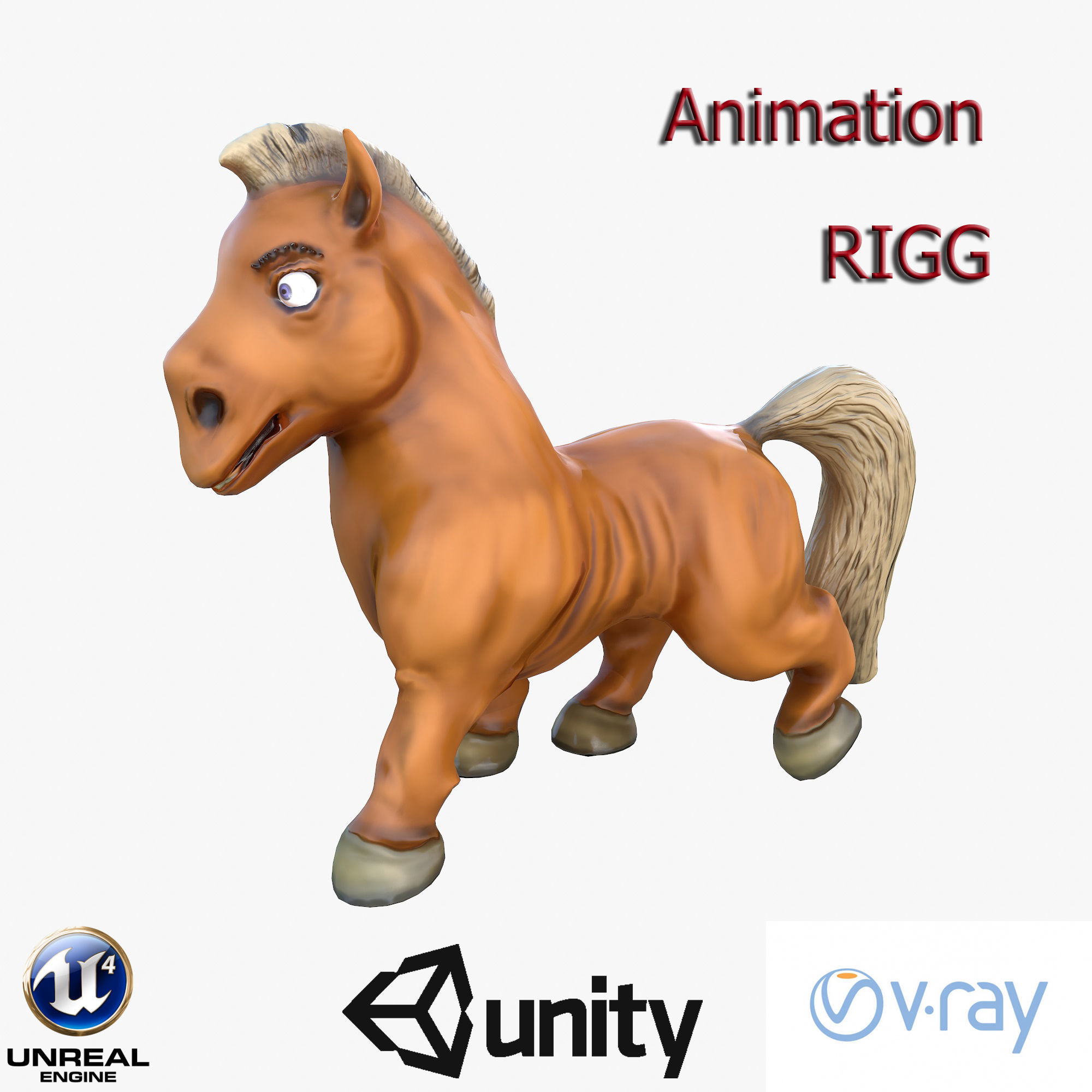 Horse Low-poly 3D model_0