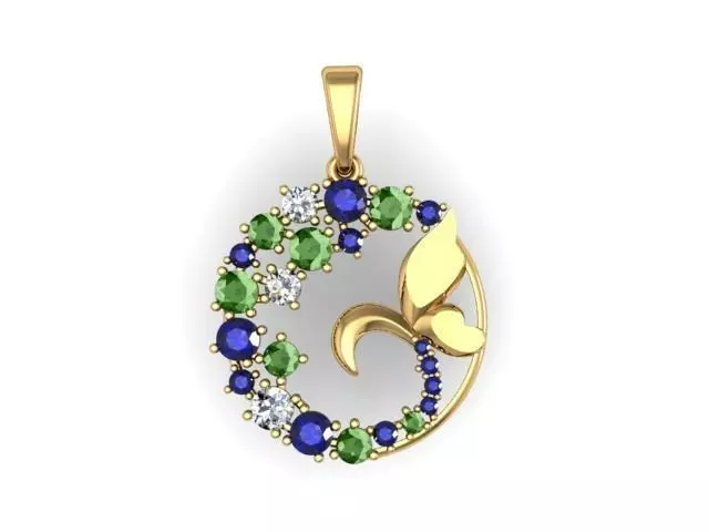 Pendant with diamonds 3D print model_0