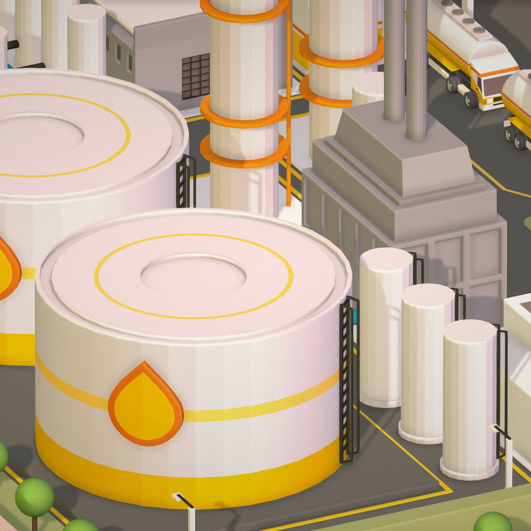 Isometric Complex Crude Oil Processing Plant Low-poly 3D model_15