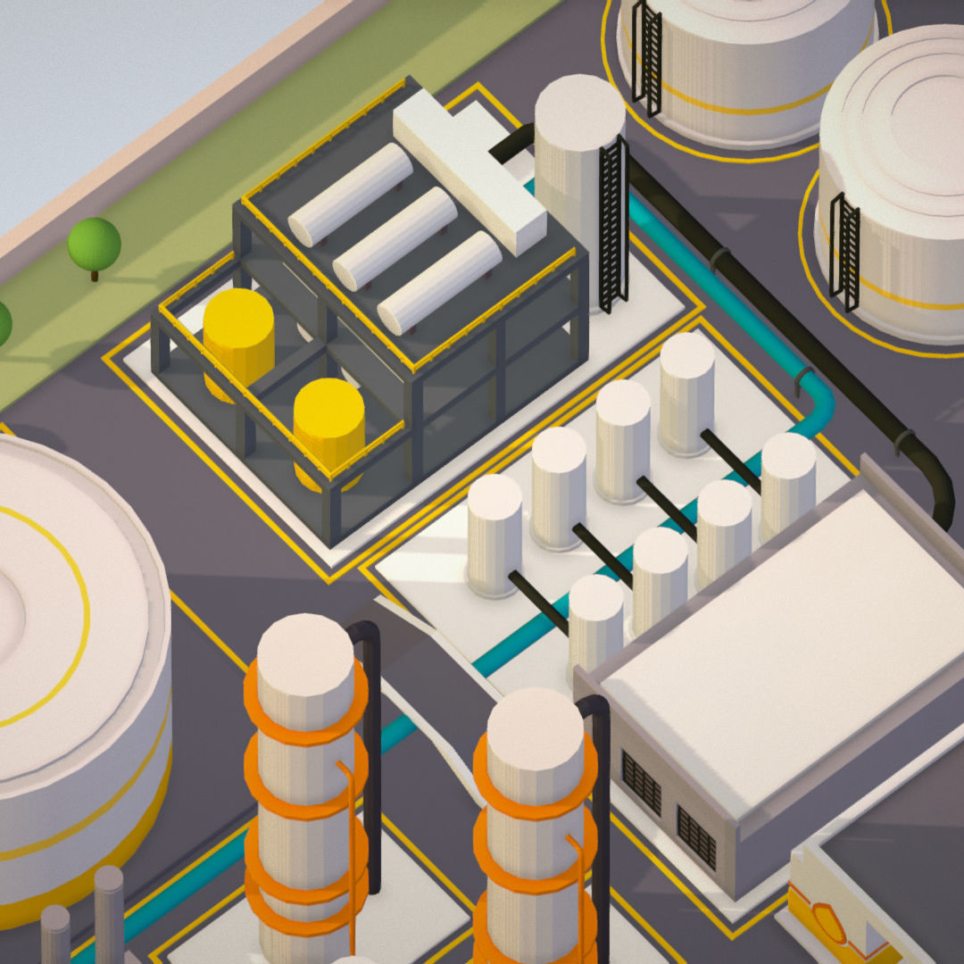 Isometric Complex Crude Oil Processing Plant Low-poly 3D model_23