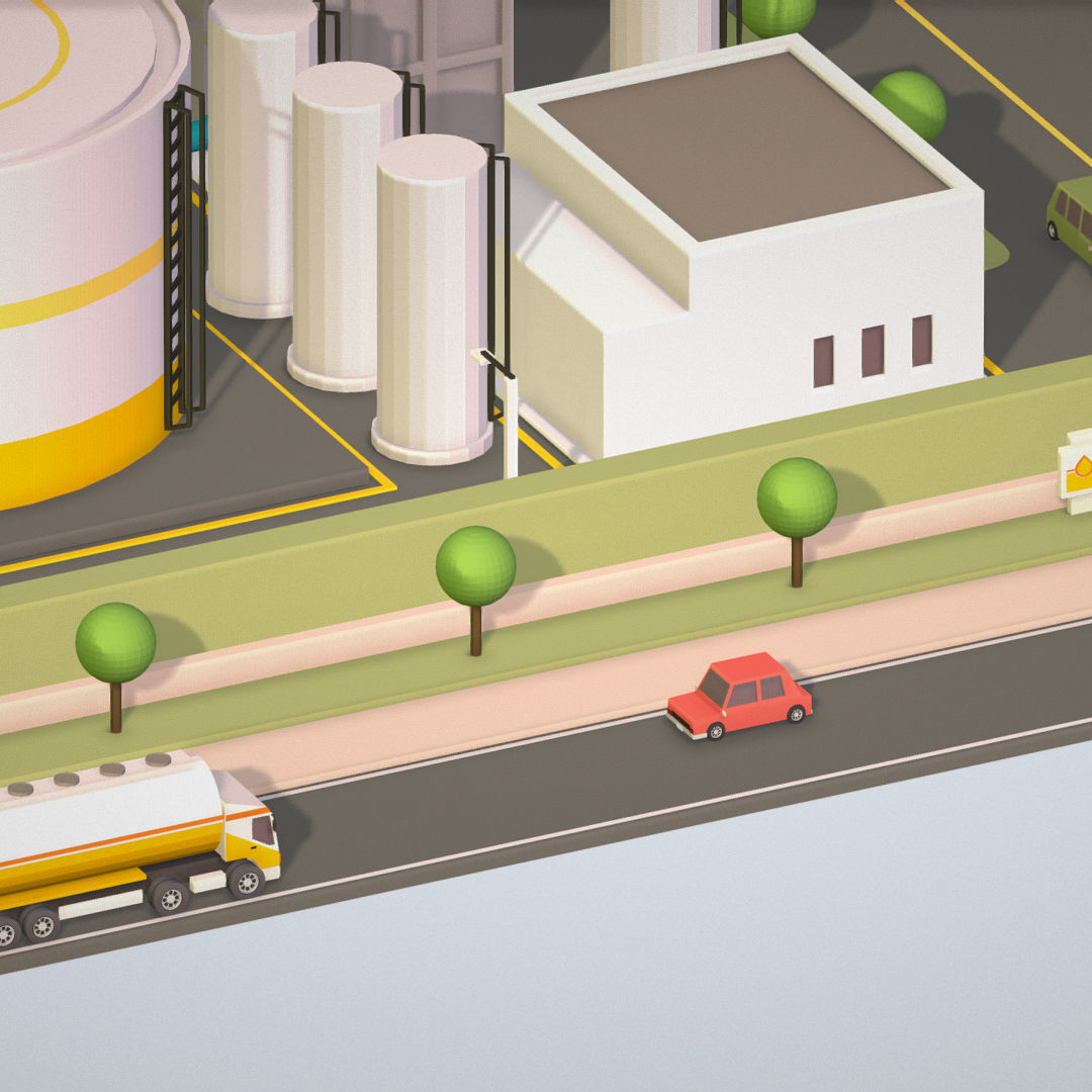 Isometric Complex Crude Oil Processing Plant Low-poly 3D model_20