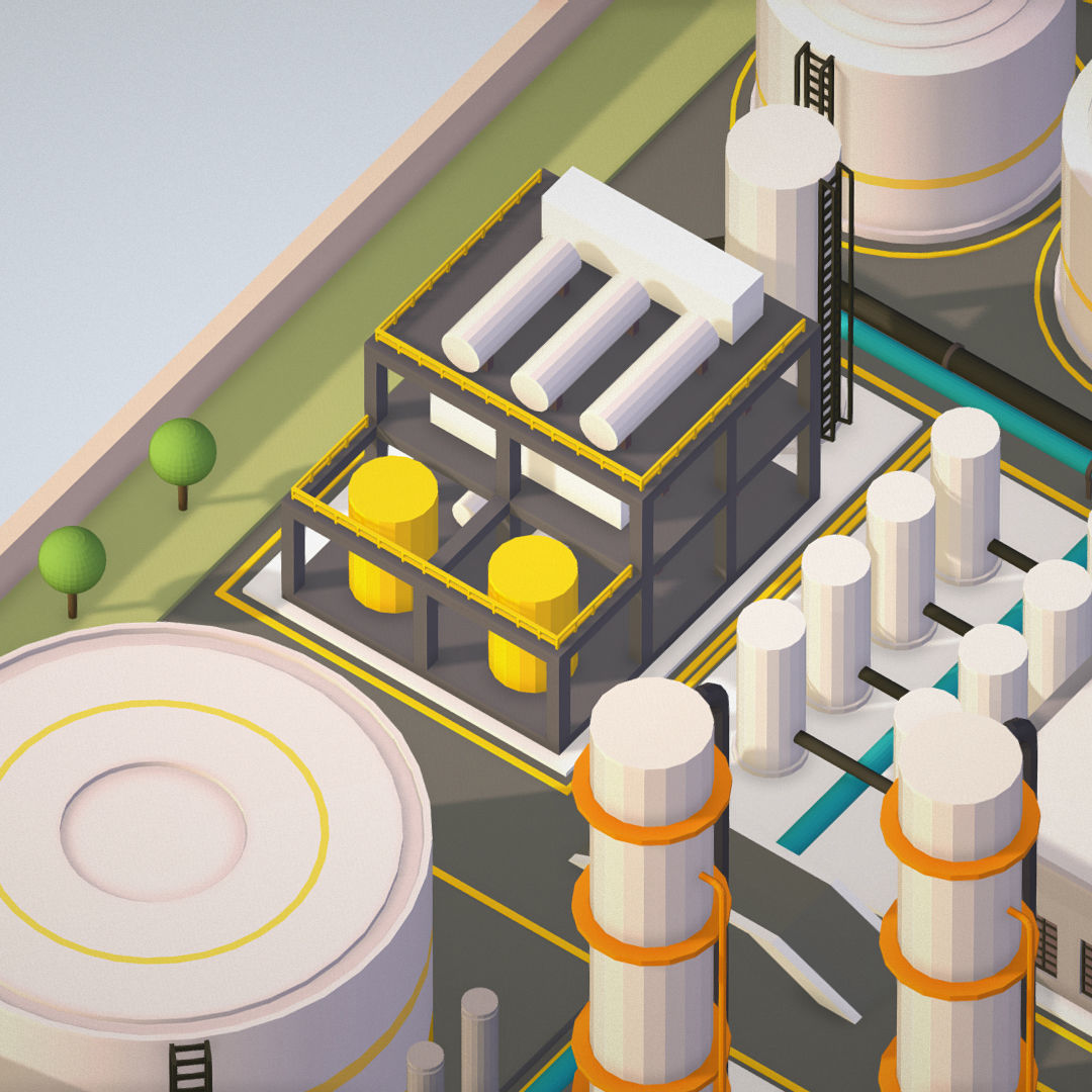 Isometric Complex Crude Oil Processing Plant Low-poly 3D model_18