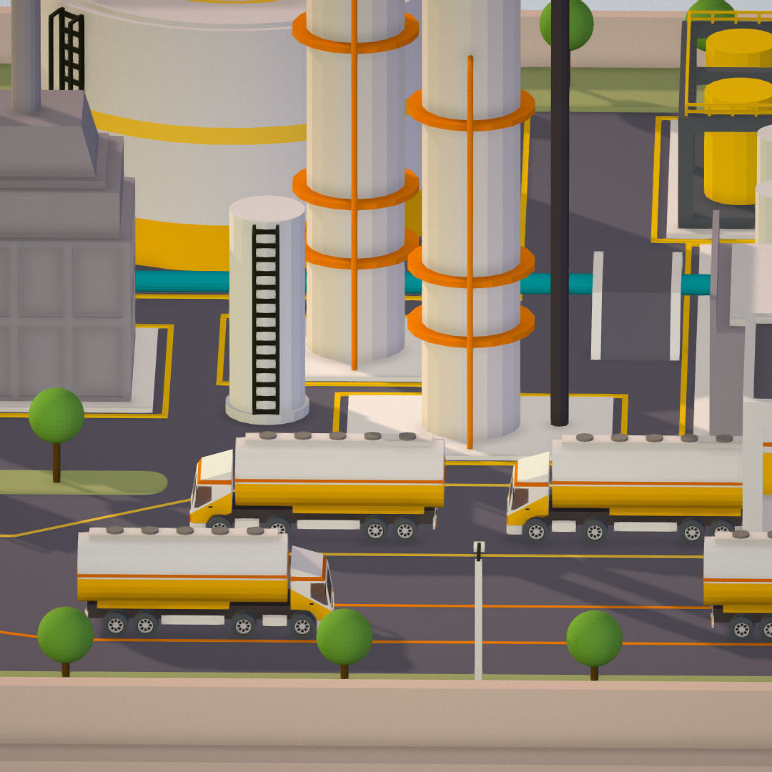 Isometric Complex Crude Oil Processing Plant Low-poly 3D model_21