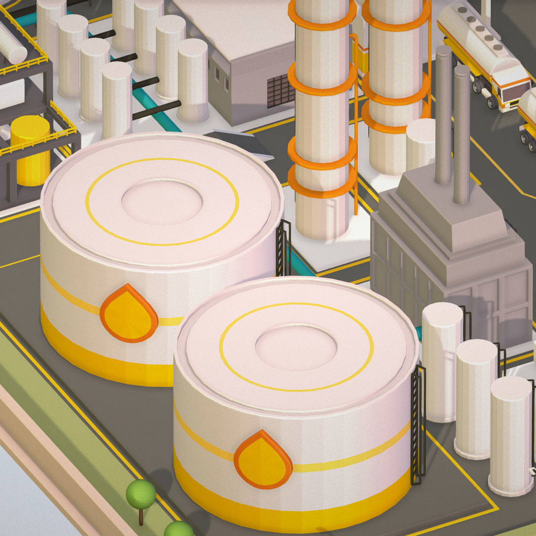 Isometric Complex Crude Oil Processing Plant Low-poly 3D model_9