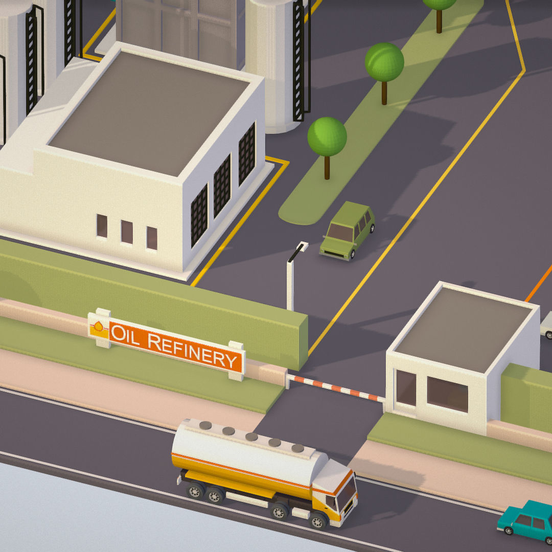 Isometric Complex Crude Oil Processing Plant Low-poly 3D model_29
