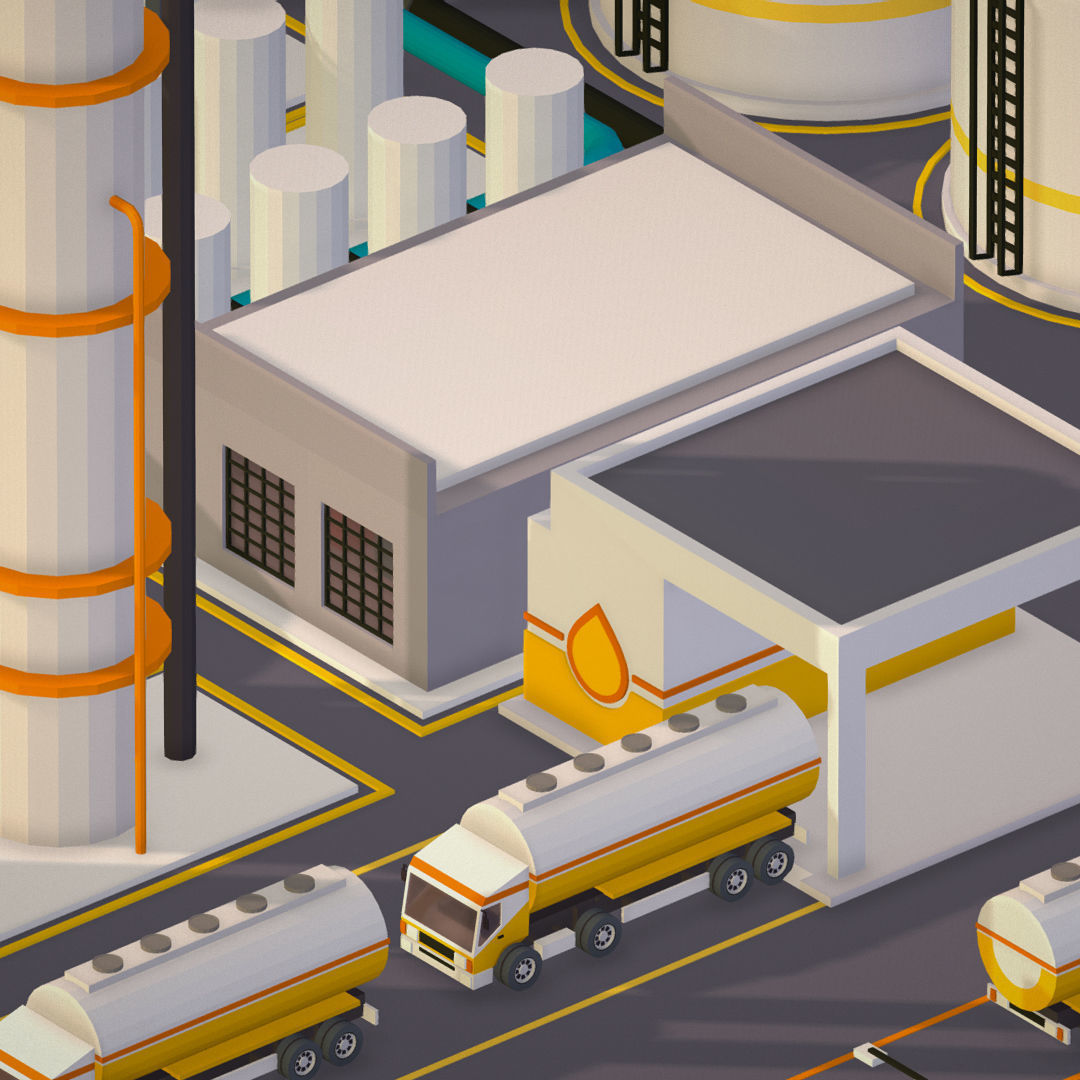 Isometric Complex Crude Oil Processing Plant Low-poly 3D model_27