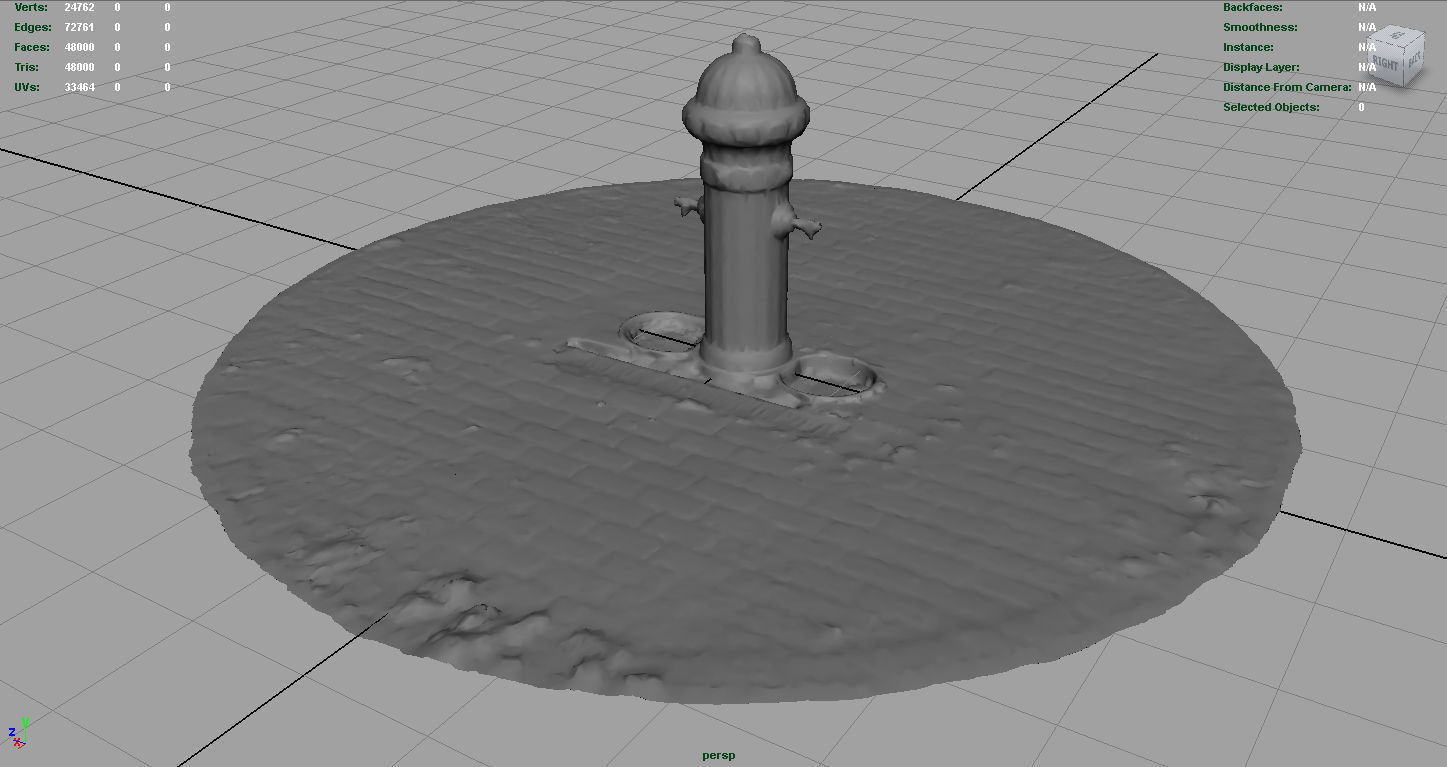 Fountain 7 fire hydrant on brick pavement Low-poly 3D model_3