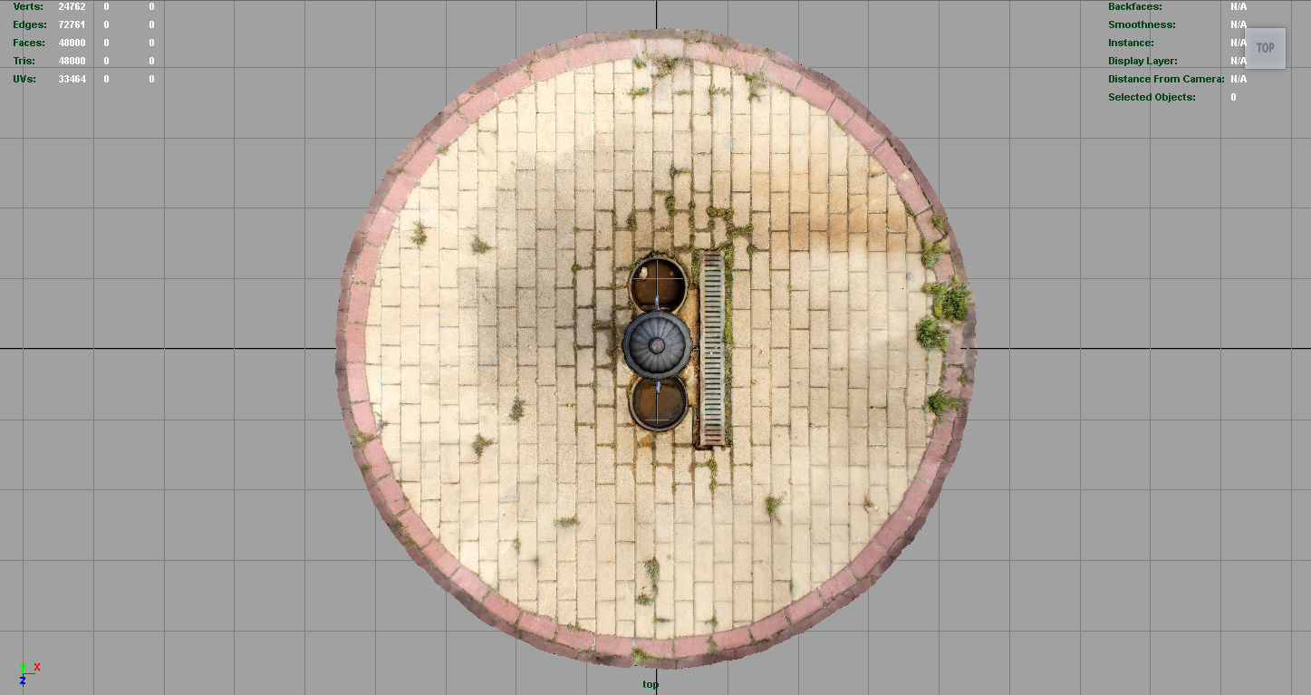 Fountain 7 fire hydrant on brick pavement Low-poly 3D model_8