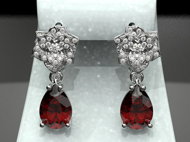 Flower and pear earrings 3D print model