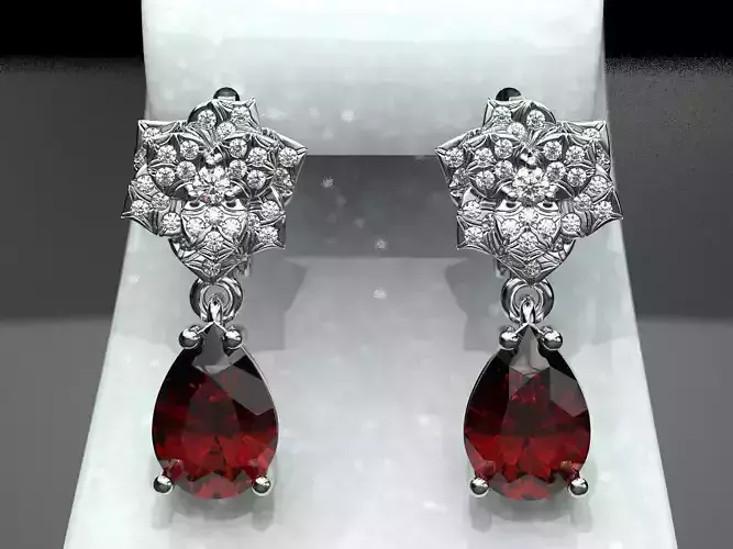 Flower and pear earrings