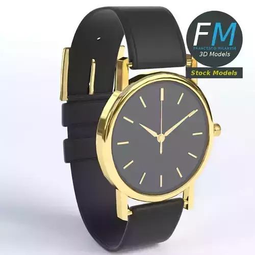 Wrist watch with leather watchstrap