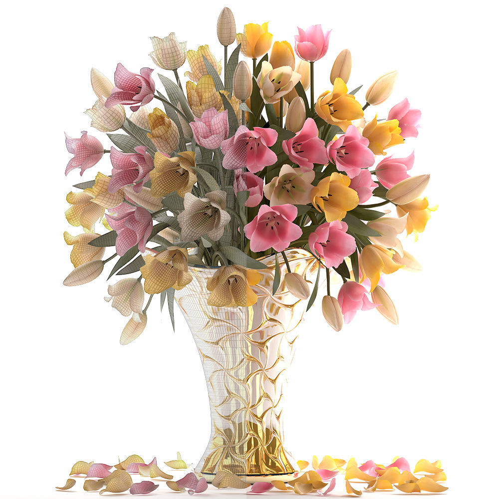 Bouquet of tulips  3D model_3