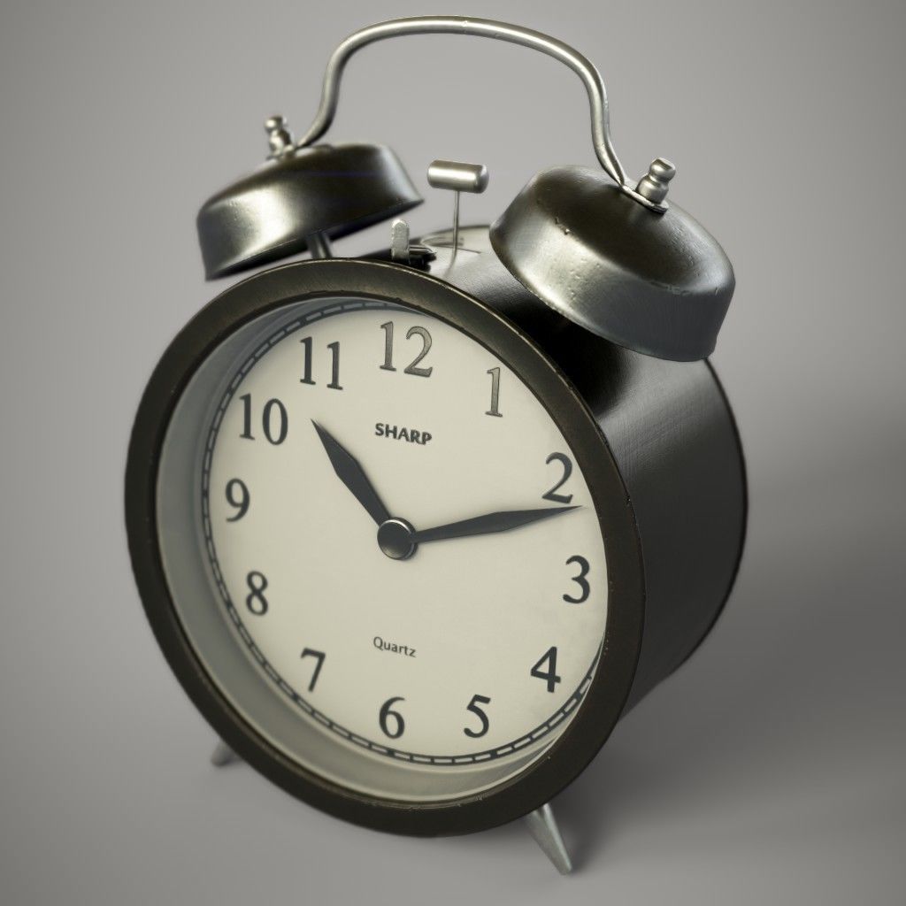 Alarm Clock Low-poly 3D model_1