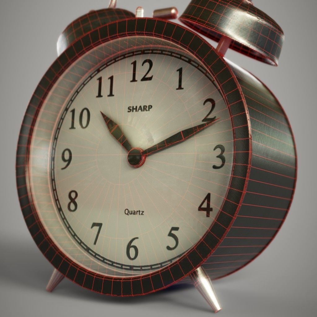 Alarm Clock Low-poly 3D model_8