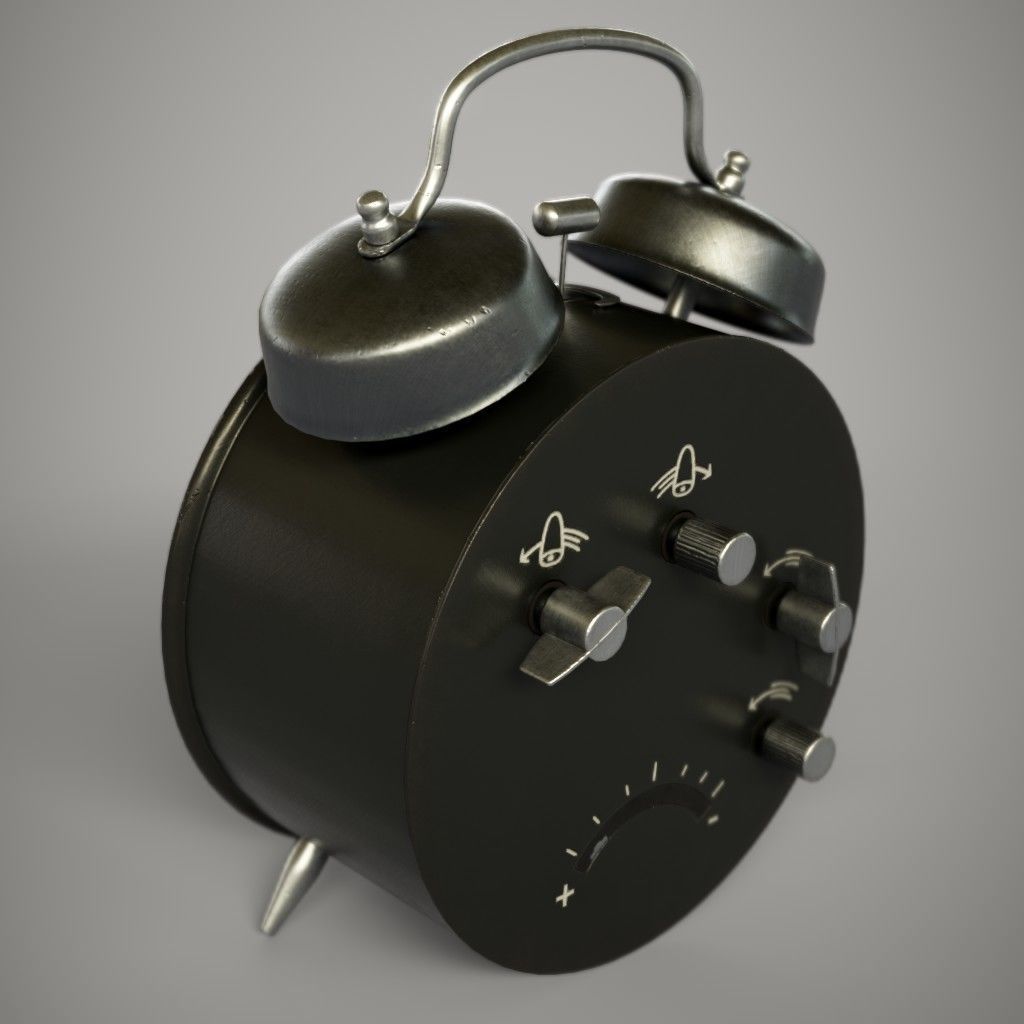 Alarm Clock Low-poly 3D model_2