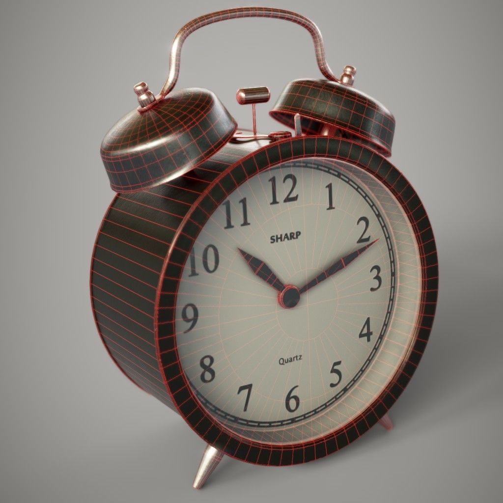 Alarm Clock Low-poly 3D model_6