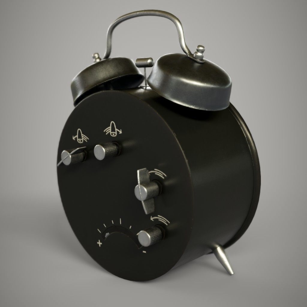 Alarm Clock Low-poly 3D model_3